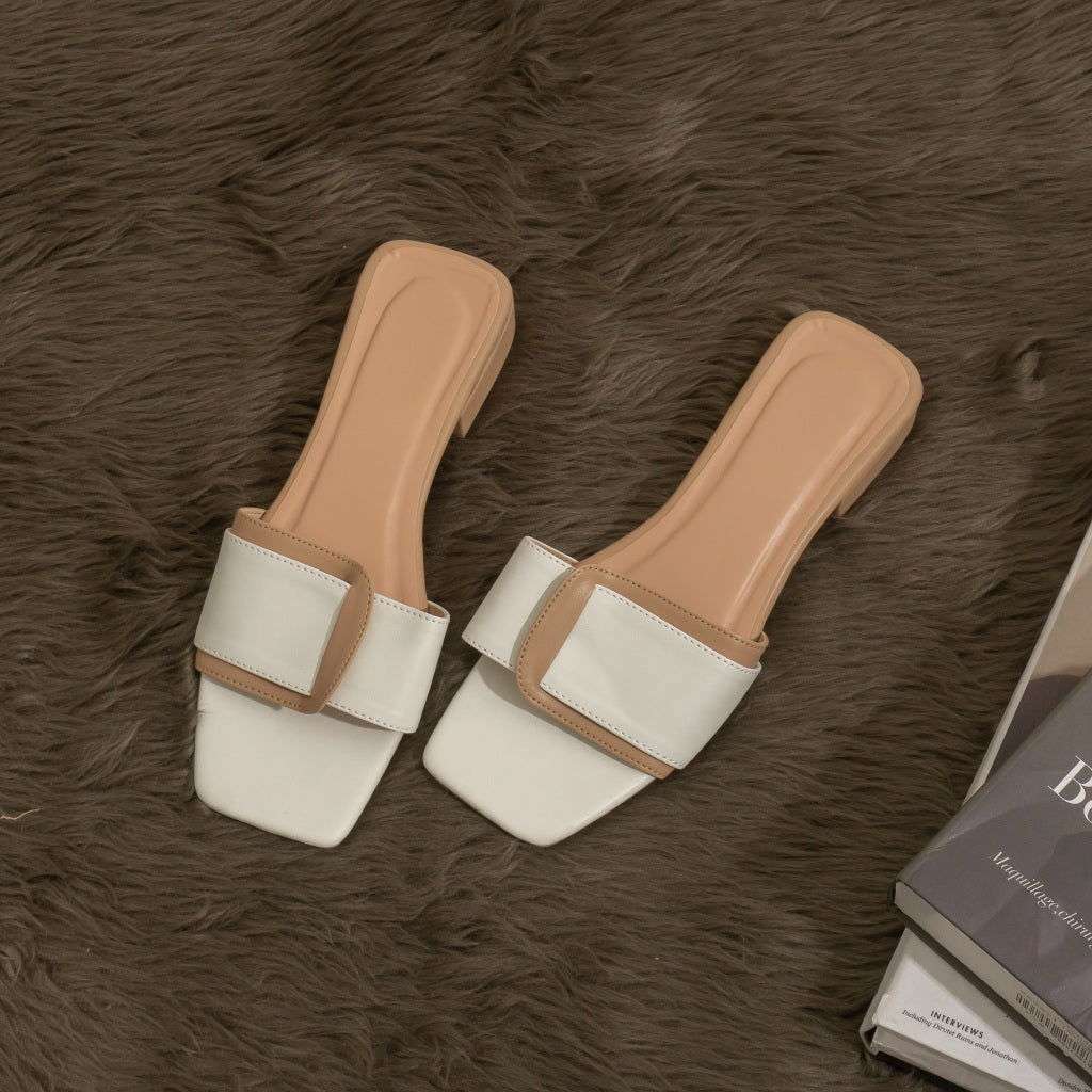 1-Inch Heeled Slippers – Dual Tone Design