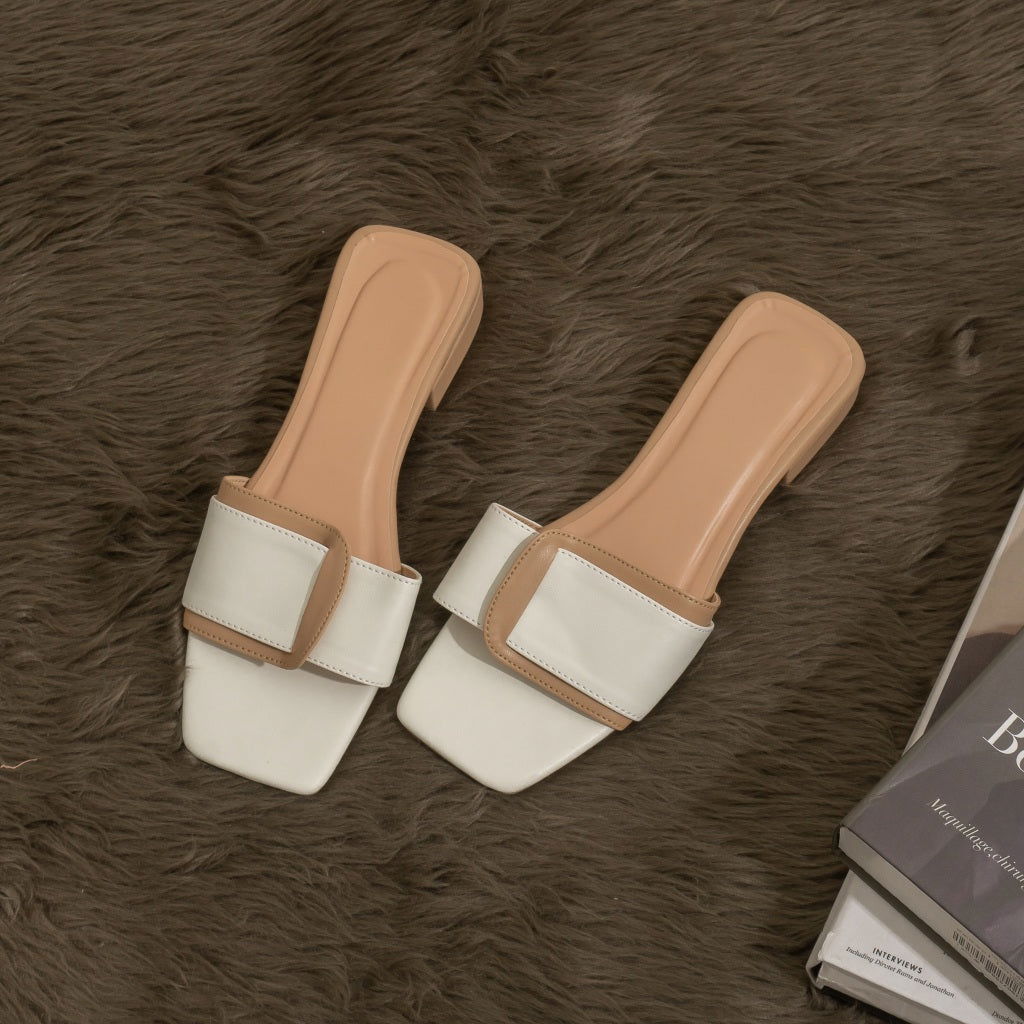 1-Inch Heeled Slippers – Dual Tone Design
