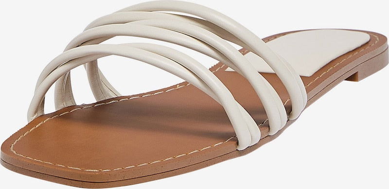 Women’s Curve Strip Fairy Style Casual Slippers – Golden & White - SCSSTORE.PK