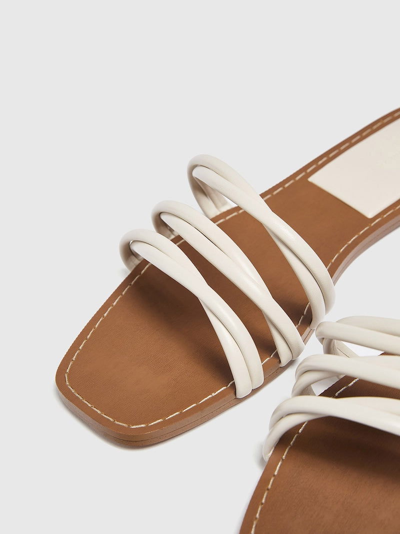 Women’s Curve Strip Fairy Style Casual Slippers – Golden & White - SCSSTORE.PK