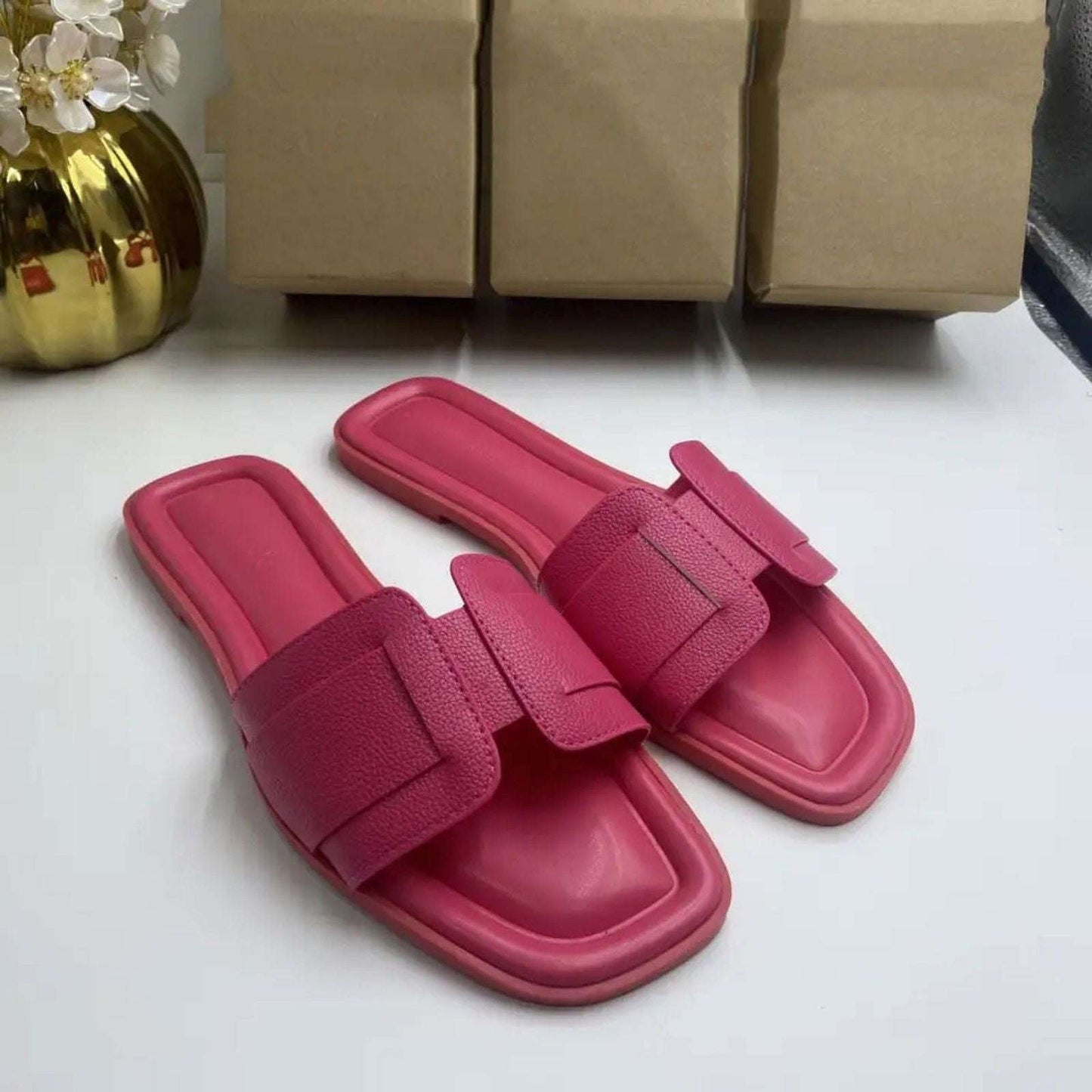 Women’s Fairy Style Faux Suede Slippers – Turkish Glamour in Pink SCSSTORE.PK