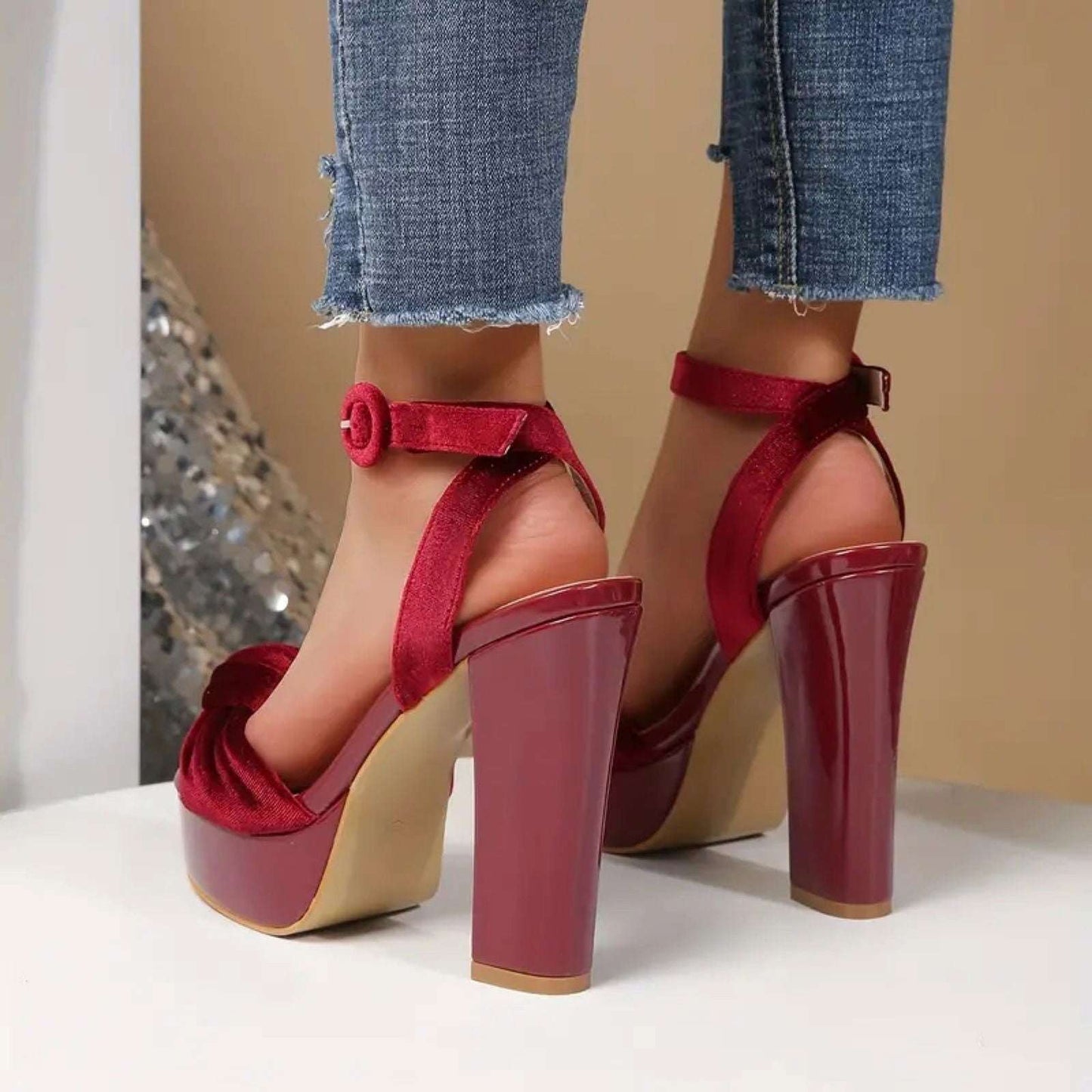 Soft Sole Maroon Sandals – Bridal & Evening Looks