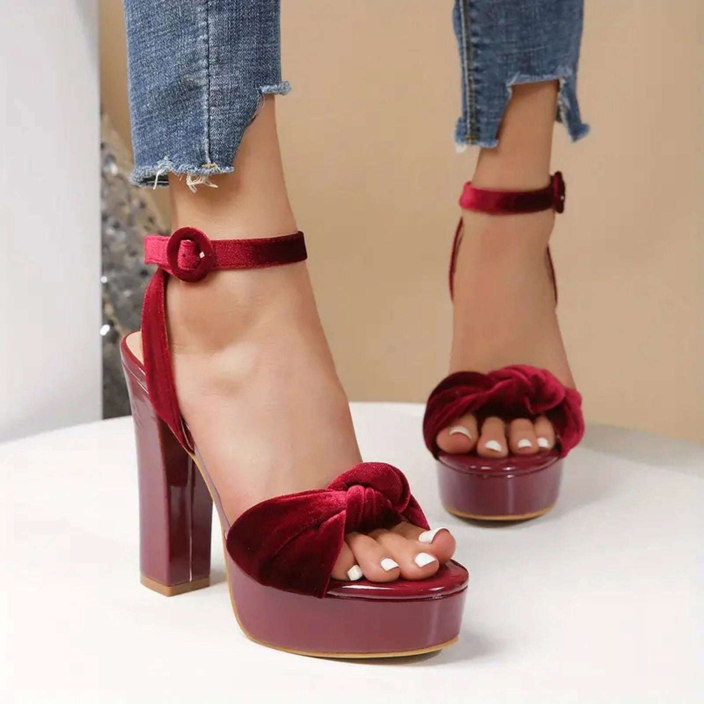 Stylish Maroon Block Heels – Perfect for Every Event