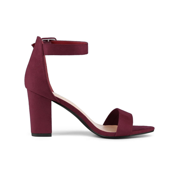 Soft Padded Maroon Heels with Open Toe Design