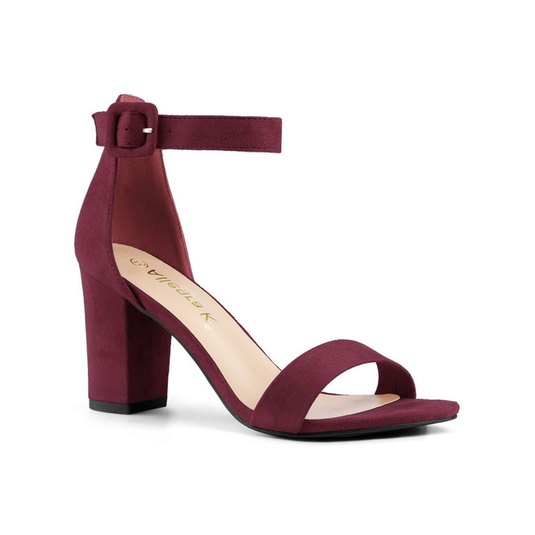 Maroon Block Heels Sandals for Party Wear