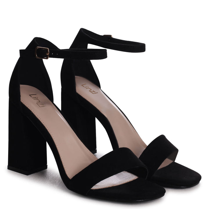 Comfortable Black Block Heel Sandals in Neutral Colors