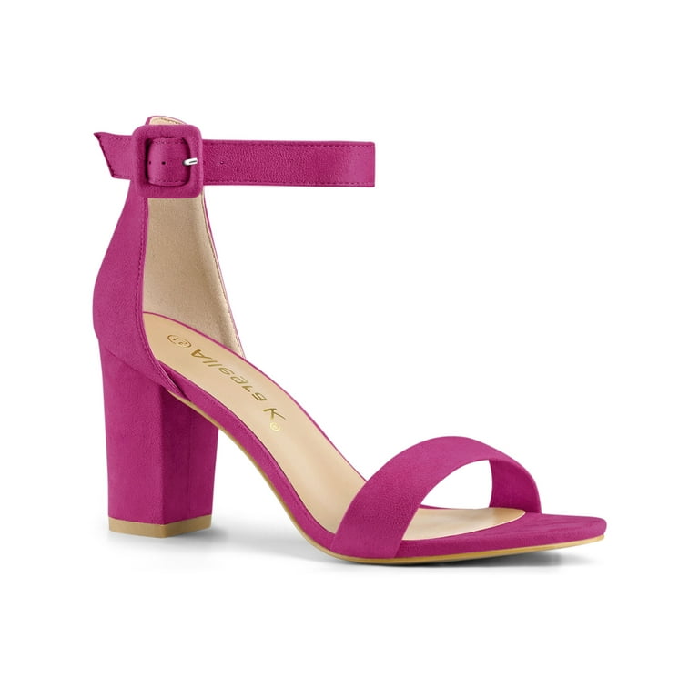 Mid Block Heel Pink Sandals – Women's Fashion by SCS