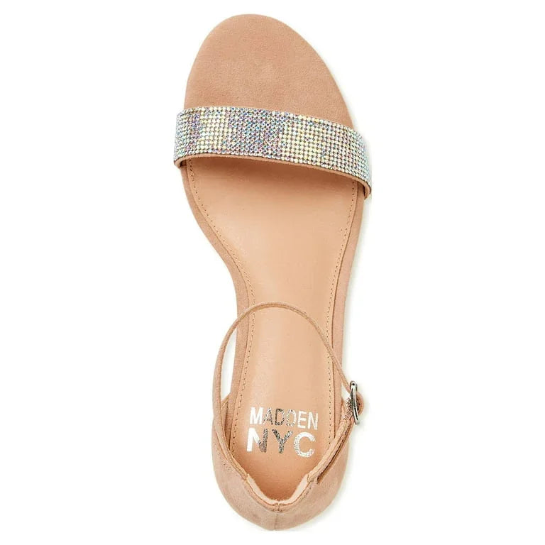 Women’s Pearl Mid Block Heels Sandals White Black Silver Beige - SCSSTORE.PK
