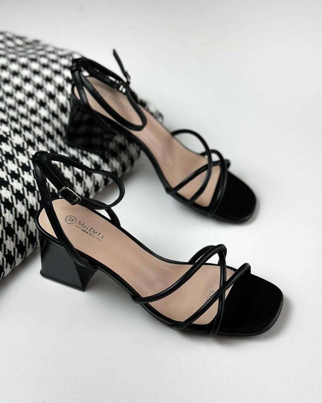Women’s Black Block Heel Sandals – Elegant Formal & Party - SCSSTORE.PK