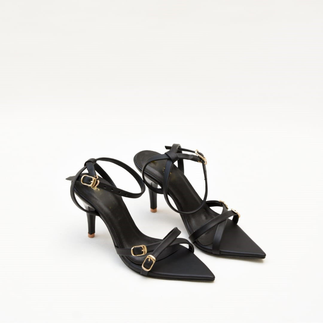 Black Strappy Heels – Elegant Front Look