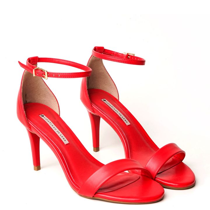 Women’s Luxury Thin Block Heel Sandals – Stylish, Comfortable Bridal, Party & Office Wear (Black, White, Red) - SCSSTORE.PK