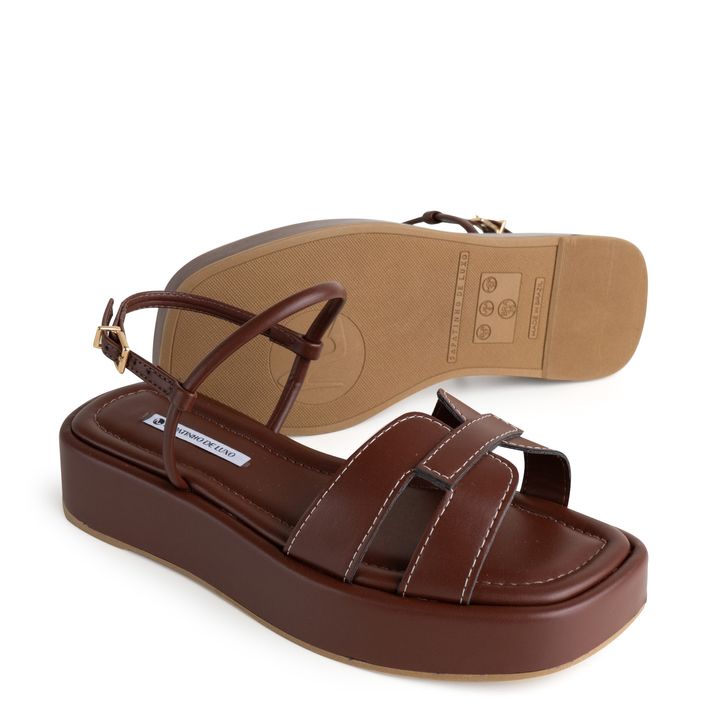 Women’s Luxury Umber Platform Wedge Strappy Toe Block Heel Sandals – Bridal, Party and Office Wear (Brown, Beige) - SCSSTORE.PK