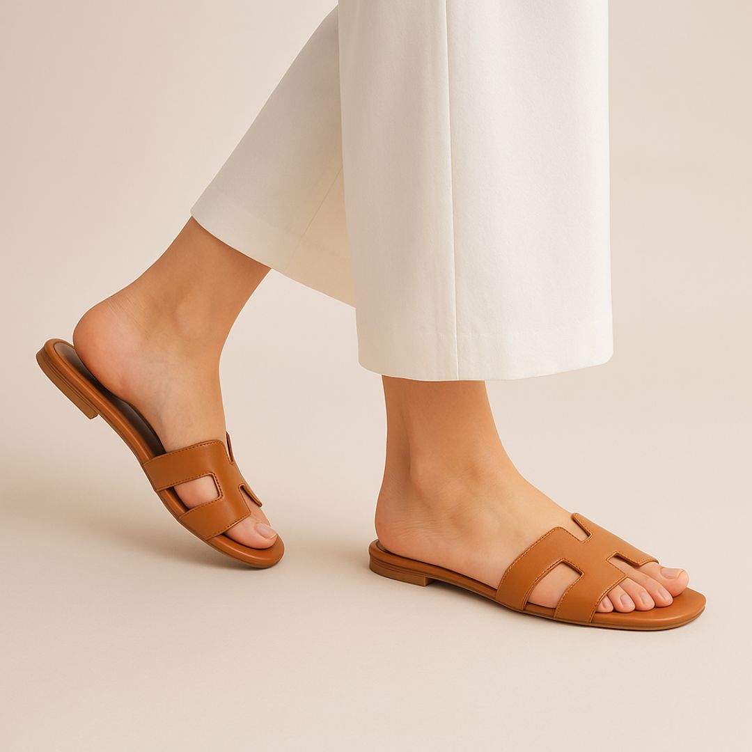Elegant Brown Flat Slippers for Women – Lightweight and Comfortable