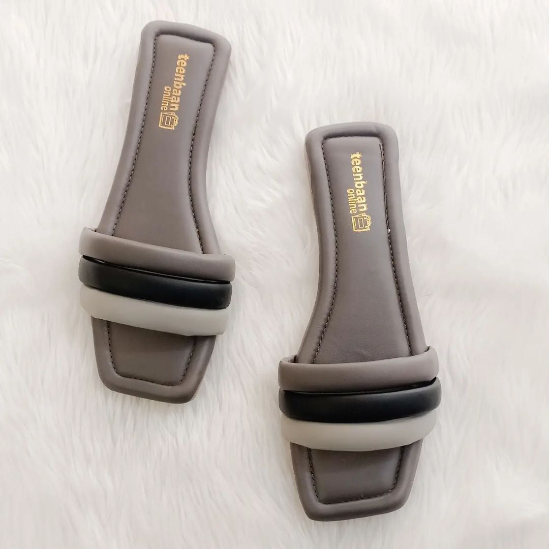 Luxury Multi-Flat Slippers Grey for Women Bridal, Party & Office Wear - SCSSTORE.PK