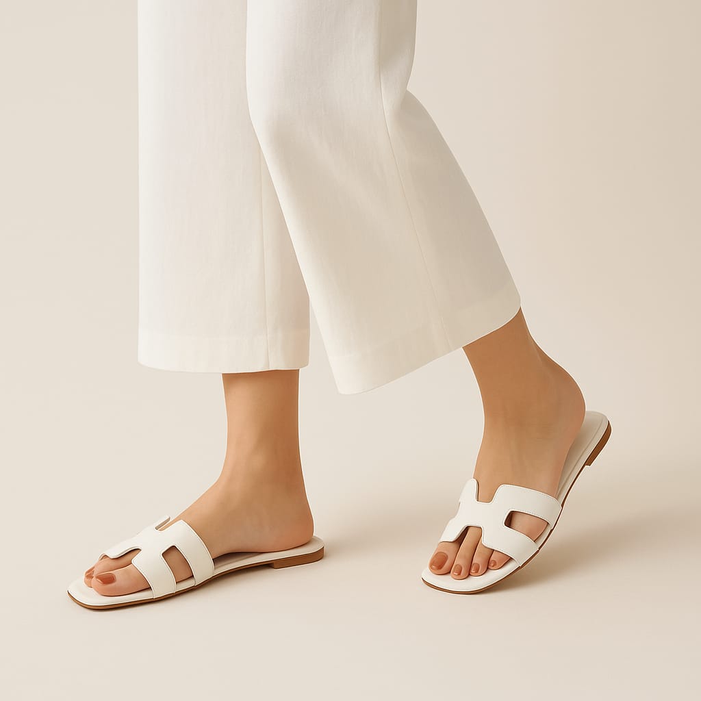 Stylish White Flat Slippers for Women – Casual Everyday Style