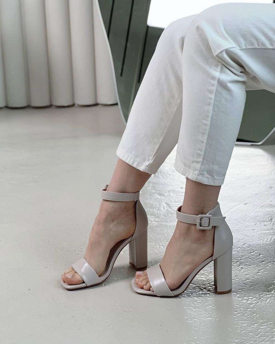Women’s 3-Inch Block Heel Sandals Elegant Black, White & Beige - SCSSTORE.PK