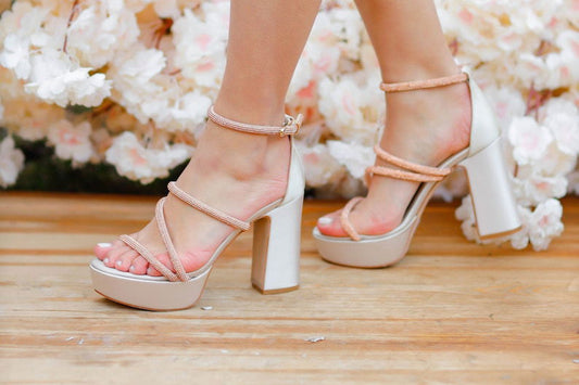Elegant Ivory Block Heels with Pearls for Weddings
