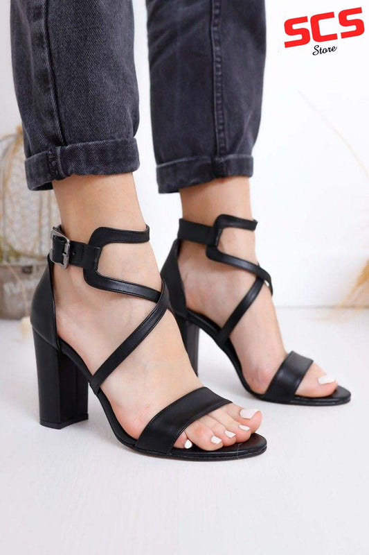Stylish Women’s Heels with Cross Strap Design
