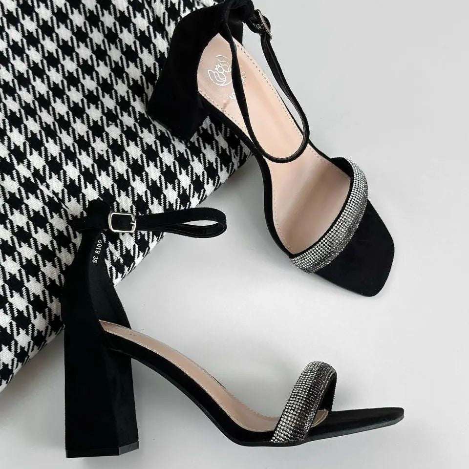 Fairy Style Chunky Rhinestone Heels for Women
