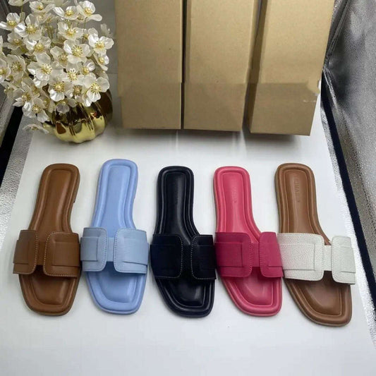 Women’s Fairy Style Faux Suede Slippers – Turkish Glamour in Pink, Brown, Black & White, Red, Sky Blue - SCSSTORE.PK