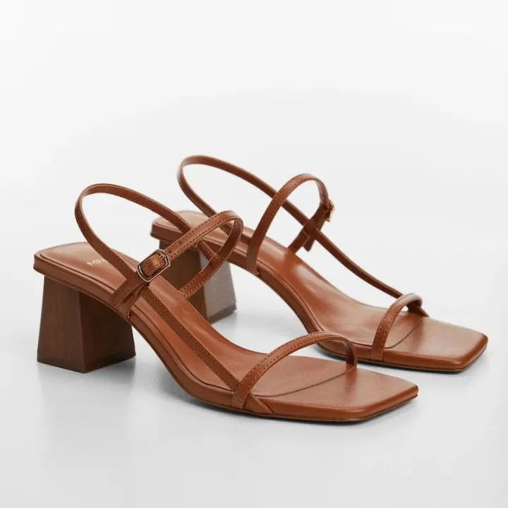 Tan Ankle Strap Block Heel Sandals for Women – SCS Store

