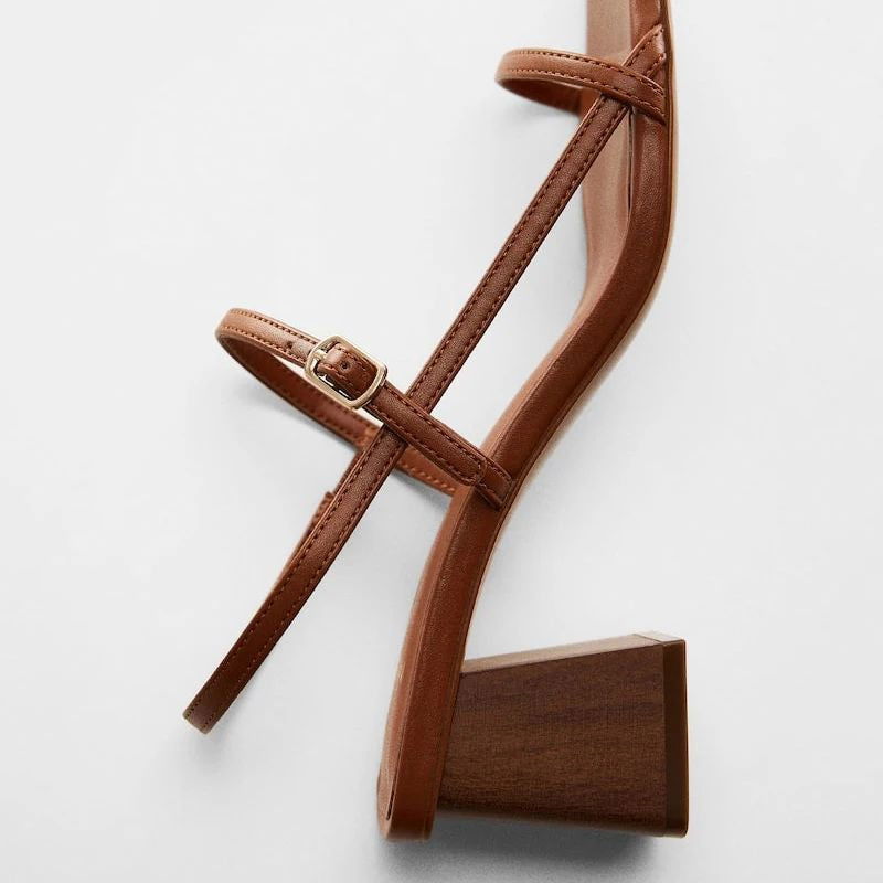 Stylish Tan Sandals with Buckle Ankle Strap

