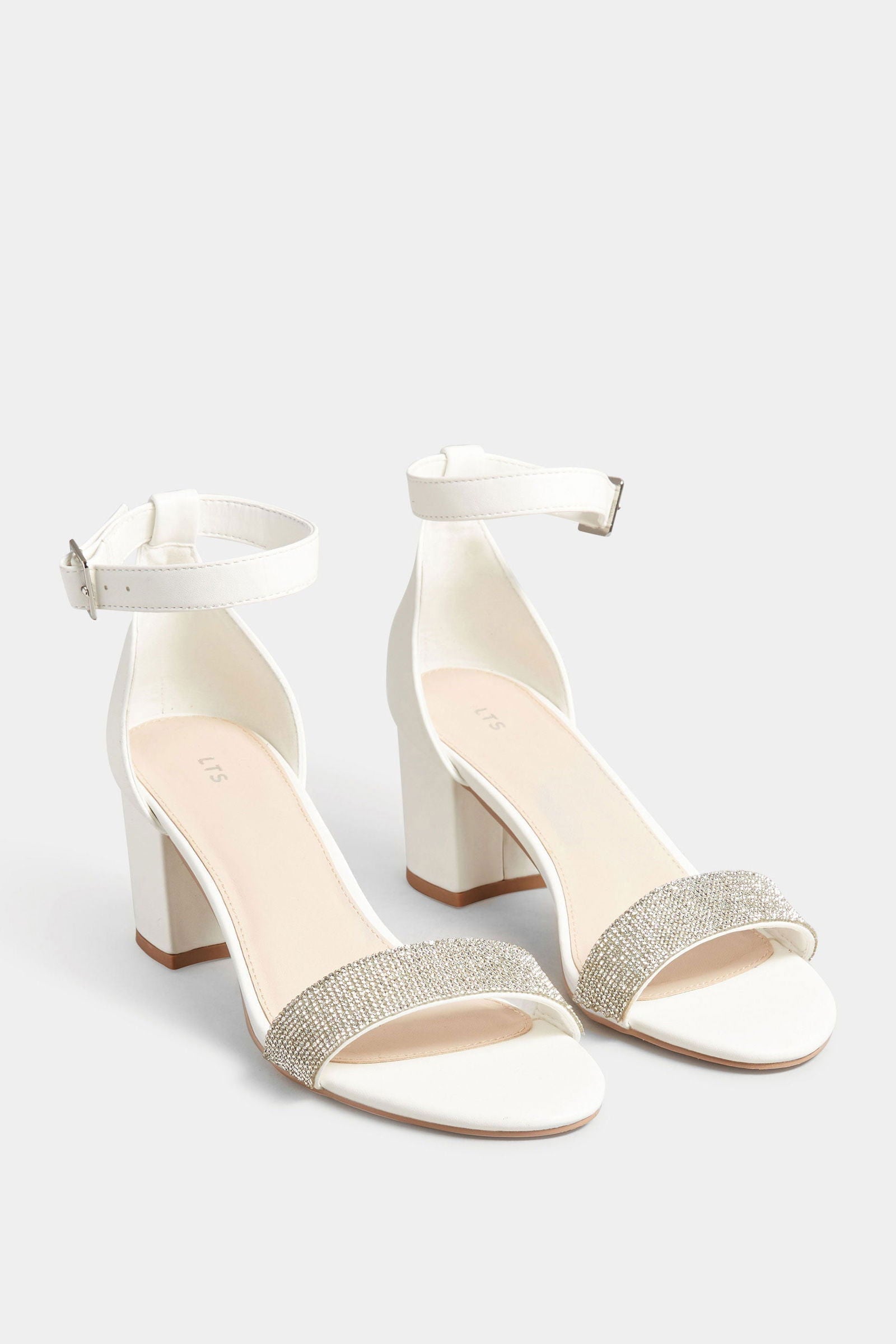 Women’s Gold Diamante Block Heel Shoes White Golden Standard Fit - SCSSTORE.PK