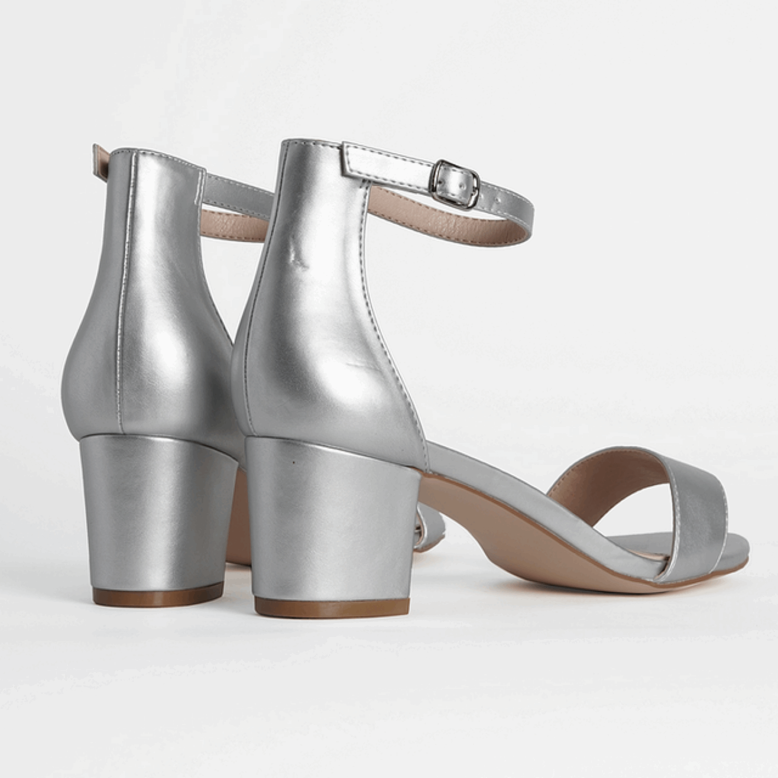 Women’s Golden and Silver Mid Block Heels Sandals Stylish Trendy - SCSSTORE.PK