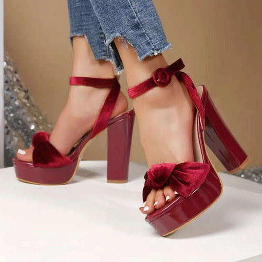 Maroon Block Heel Sandals for Women – SCS Store

