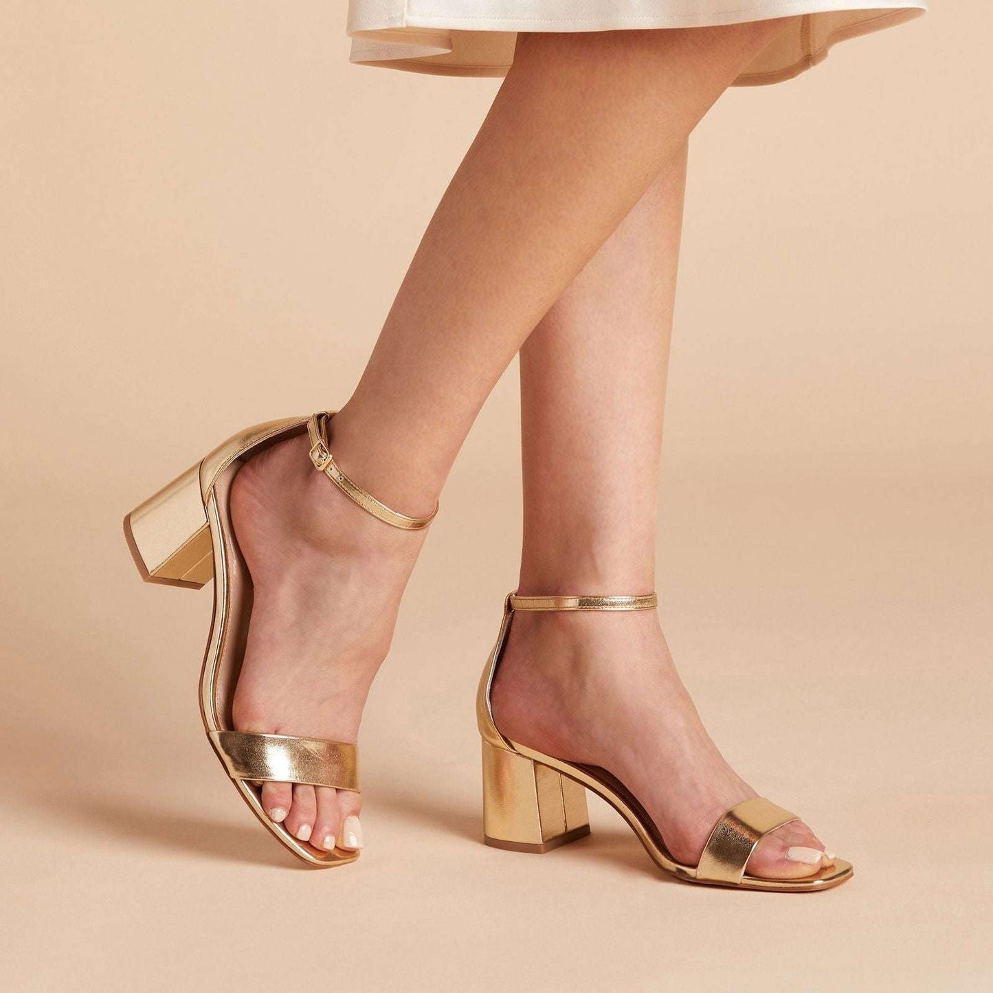 Women’s Mid Block Heel Sandals Elegant & Comfortable Black, Beige, Pink, White, Golden - SCSSTORE.PK