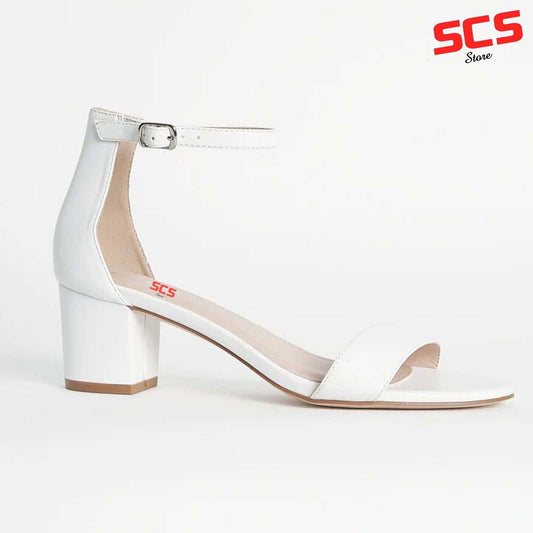 Women’s Mid Block Heel Sandals Elegant & Comfortable White - SCSSTORE.PK