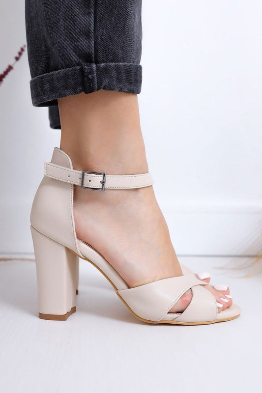 Stylish Skin-Tone Mid Heel Sandals – SCS Store

