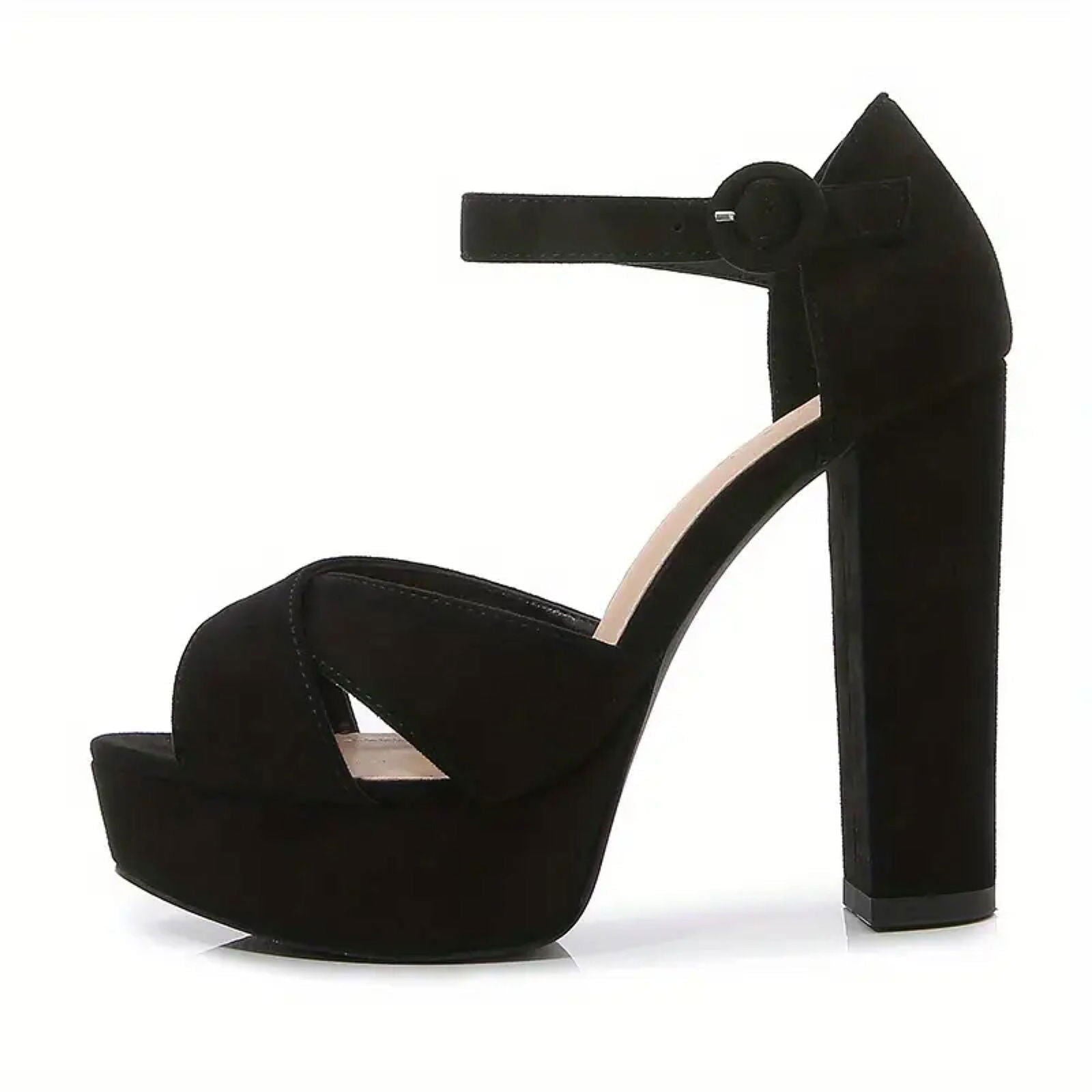 Women’s Stylish Block Heels Wedding Party Casual Red Black - SCSSTORE.PK