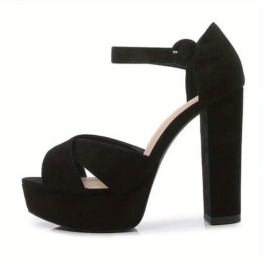 Women’s Stylish Block Heels Wedding Party Casual Red Black - SCSSTORE.PK