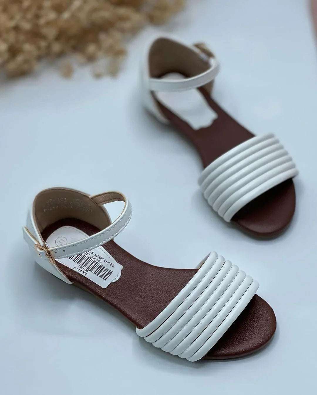 Women’s Fairy Style Turkish Rip Faux Suede Slide Sandals White Black Beige - SCSSTORE.PK