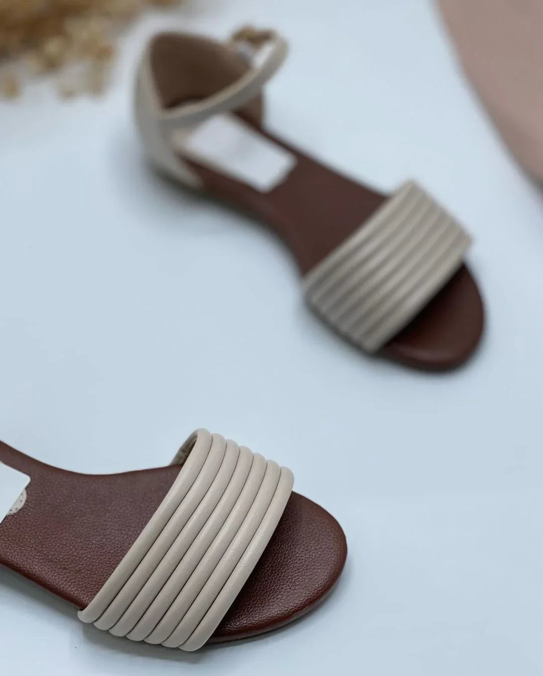 Women’s Fairy Style Turkish Rip Faux Suede Slide Sandals White Black Beige - SCSSTORE.PK
