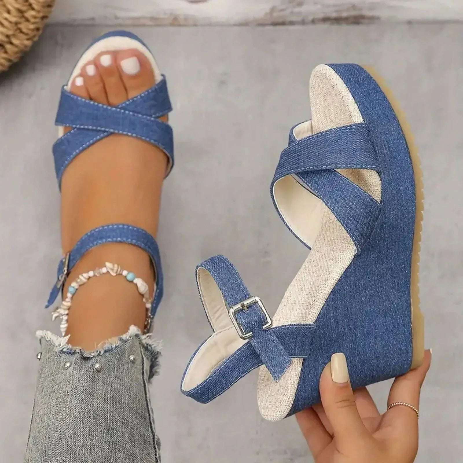 Women’s Stylish Wedge Sole Sandal Wedding, Party & Casual Comfort - SCSSTORE.PK