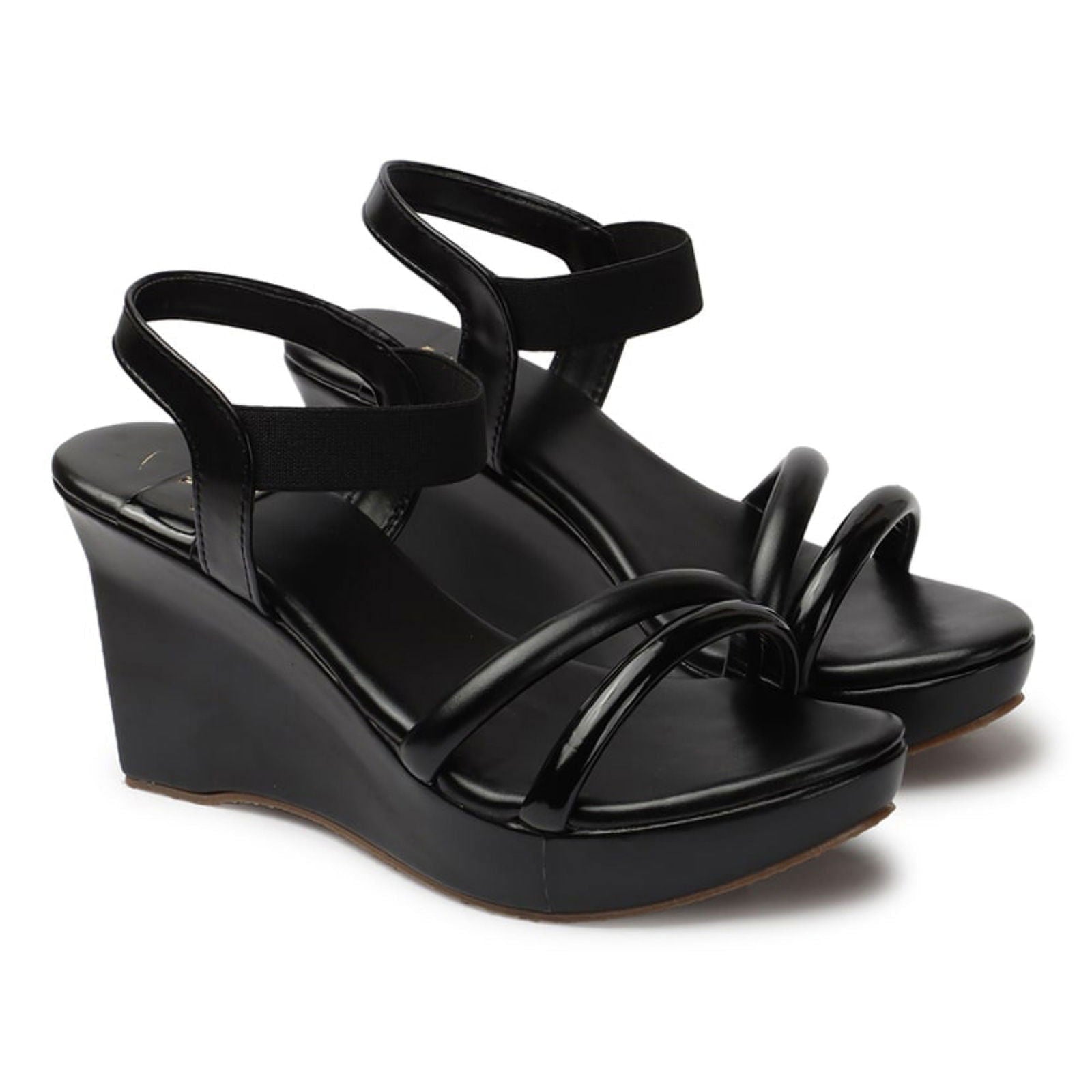 Women’s Black Wedge Heel Sandals Stylish & Comfortable - SCSSTORE.PK