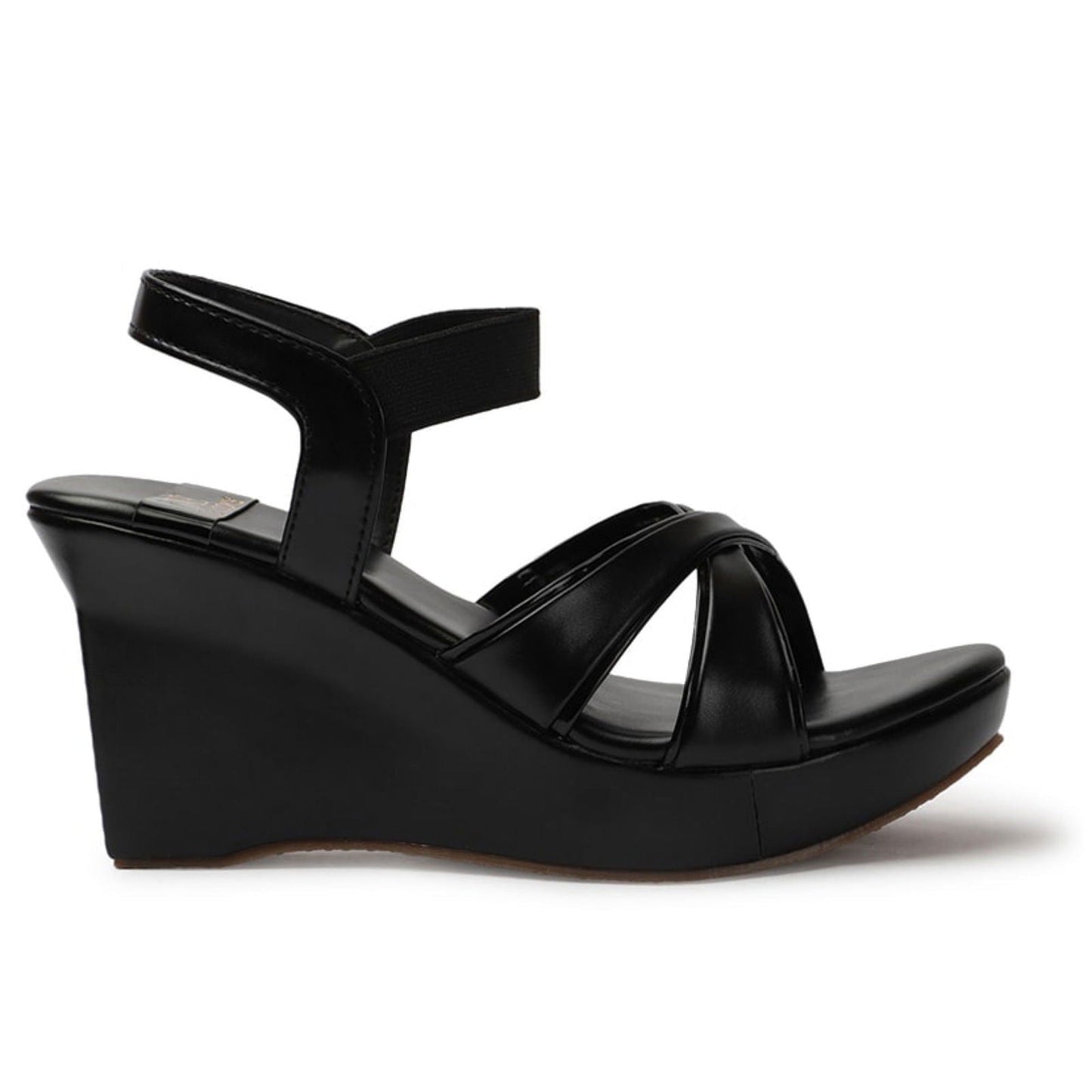 Women’s Wedge Sole Heels Sandals Black Comfortable Elegant - SCSSTORE.PK