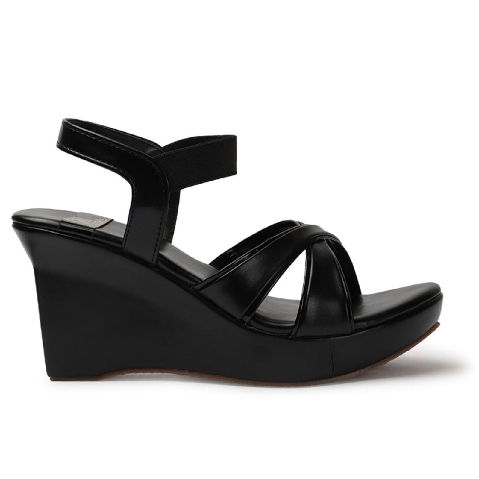 Women’s Wedge Sole Heels Sandals Black Comfortable Elegant - SCSSTORE.PK