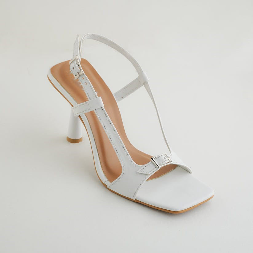Elegant White Heel Sandals for Women – Stylish Block Heel Party and Formal Footwear - SCSSTORE.PK
