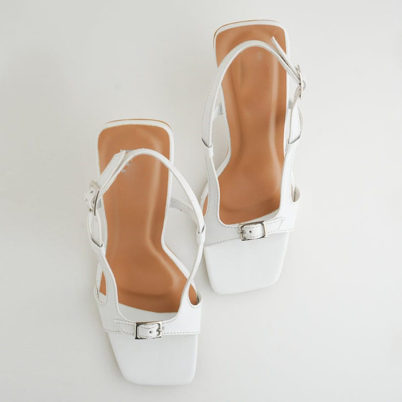 Elegant White Heel Sandals for Women – Stylish Block Heel Party and Formal Footwear - SCSSTORE.PK