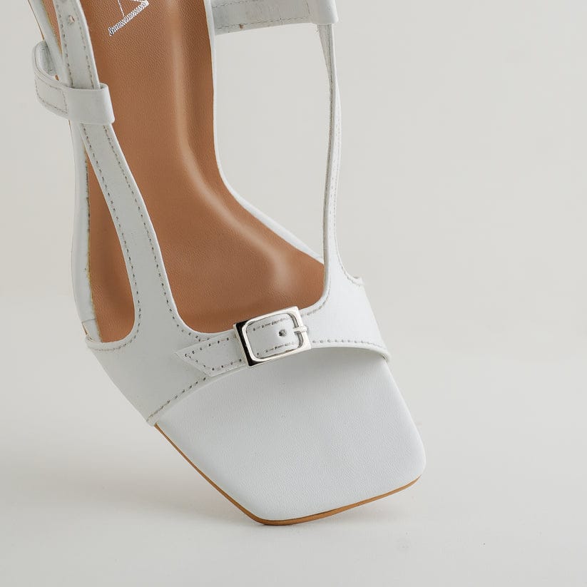 Elegant White Heel Sandals for Women – Stylish Block Heel Party and Formal Footwear - SCSSTORE.PK