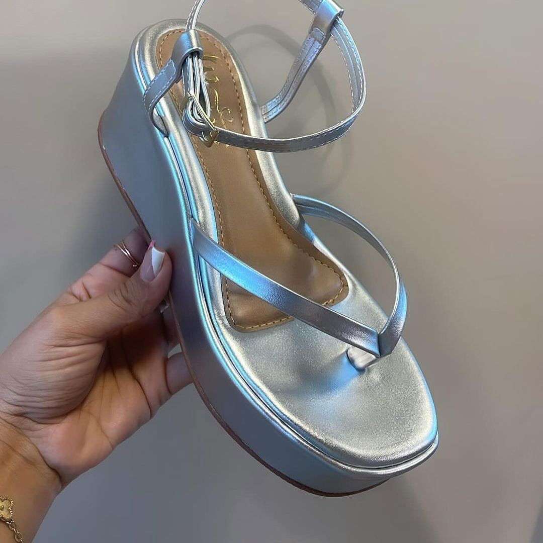 Stylish Silver and Golden Wedge Sandals for Women
