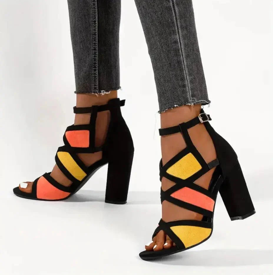 Women’s Black Block Heels Sandal Comfortable for Wedding, Party & Casual Wear - SCSSTORE.PK