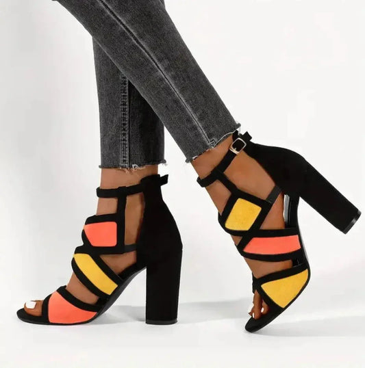 Women’s Black Block Heels Sandal Comfortable for Wedding, Party & Casual Wear - SCSSTORE.PK