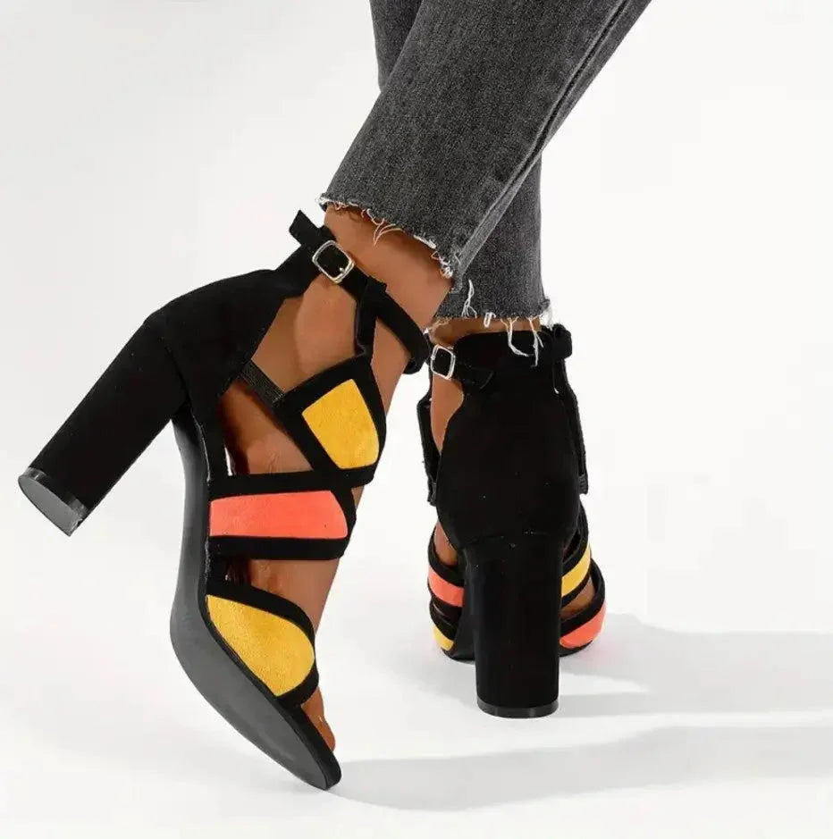 Women’s Black Block Heels Sandal Comfortable for Wedding, Party & Casual Wear - SCSSTORE.PK