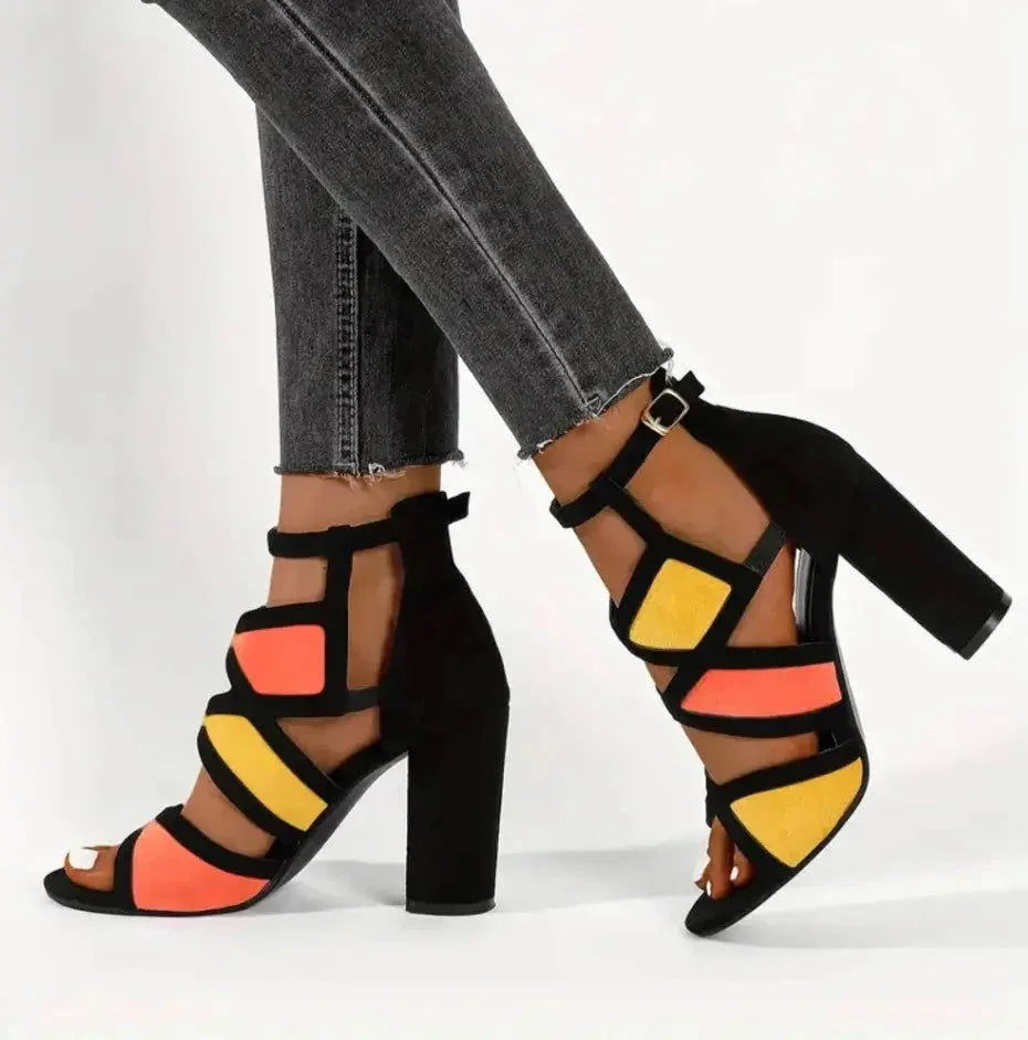 Women’s Black Block Heels Sandal Comfortable for Wedding, Party & Casual Wear - SCSSTORE.PK