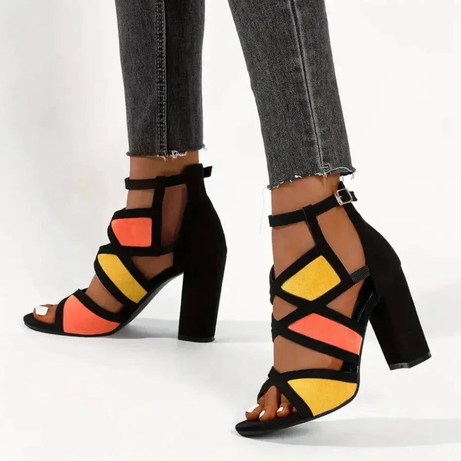 Women’s Black Block Heels Sandal Comfortable for Wedding, Party & Casual Wear - SCSSTORE.PK
