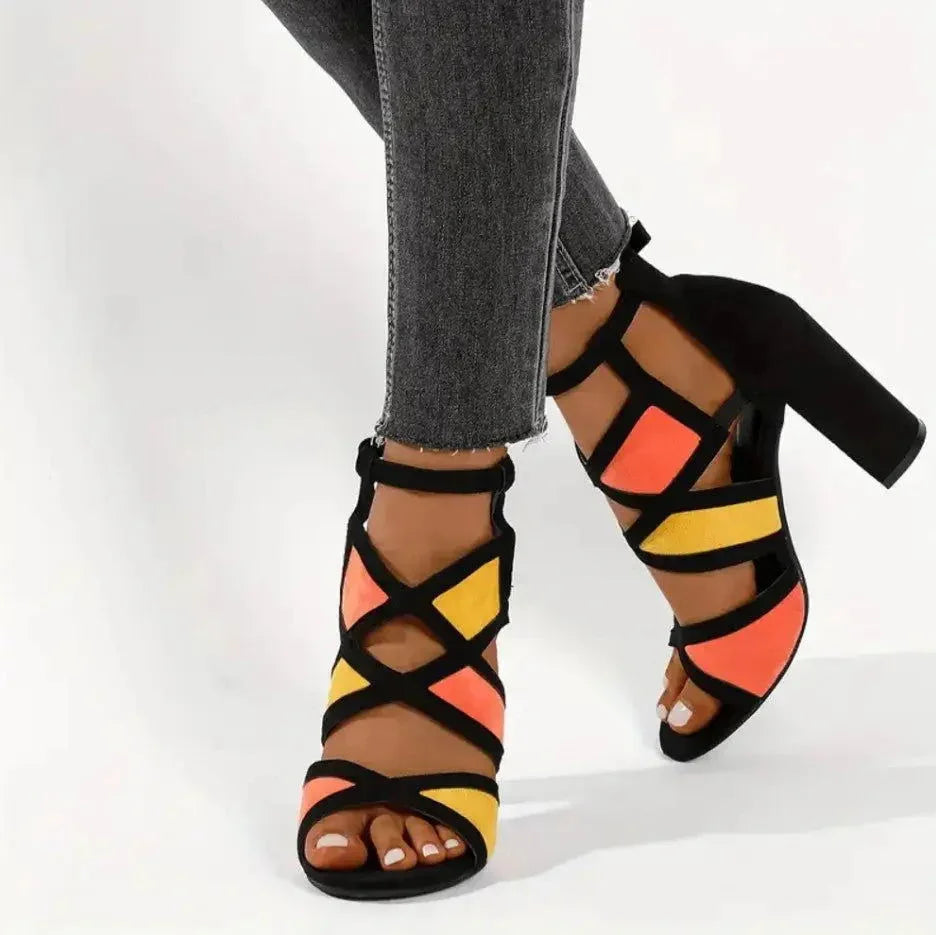 Women’s Black Block Heels Sandal Comfortable for Wedding, Party & Casual Wear - SCSSTORE.PK